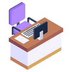 
Workplace in isometric trendy design icon 

