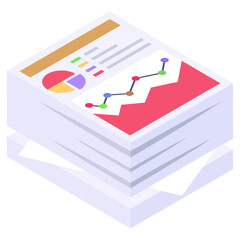 
Financial report icon in isometric design 

