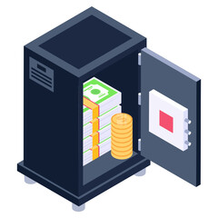 
An isometric design of money vault icon

