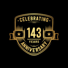 143 years anniversary celebration shield design template. Vector and illustration
