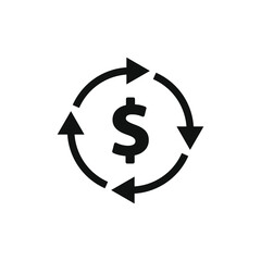 Velocity of money. Dollar currency circulation icon concept isolated on white background. Vector illustration