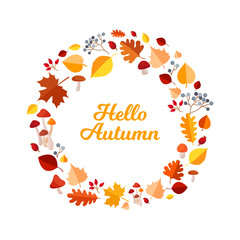 Hello autumn leaves frame