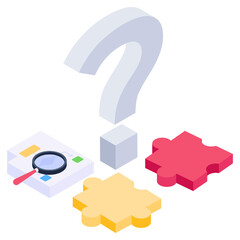 
Question mark with puzzle, problem solving isometric icon

