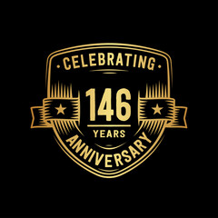 146 years anniversary celebration shield design template. Vector and illustration
