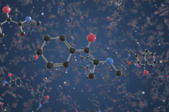 Ephedrine molecule. Ball-and-stick molecular model. Chemistry related 3d rendering