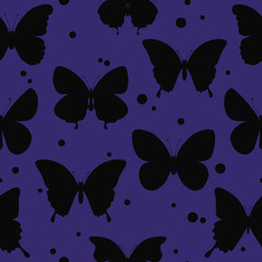 Obraz na płótnie Canvas Seamless pattern with silhouettes of butterflies. Vector illustration for designing posters, cards, prints, stickers, wallpaper, fabric, textile, gift paper, scrapbooking 