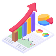 
A data growth icon in isometric design


