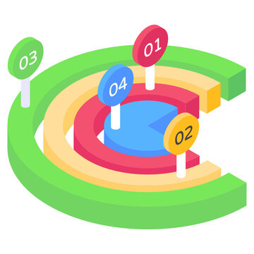 
Icon of semi circle infographic in modern isometric design

