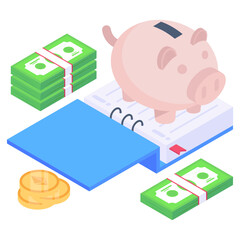 
Icon of business report in modern isometric style

