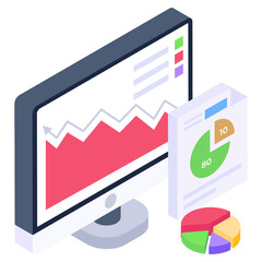 
A data growth icon in isometric design

