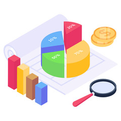 
Icon of business report in modern isometric style

