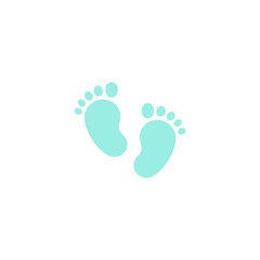 Blue kids or baby feet and foot steps. New born, pregnant or coming soon child footprints.