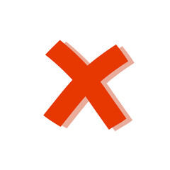 Obraz premium Cross symbol. Blot and ban icon. Against and refusal. Flat cartoon illustration