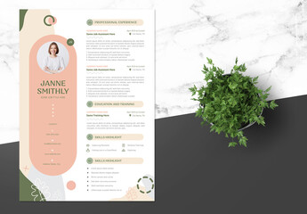 Elegant Female Resume with Green Accent