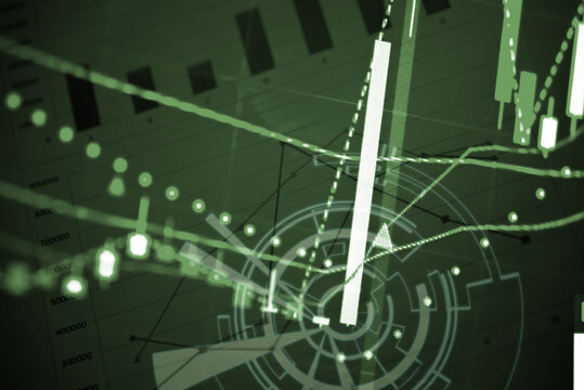 Financial data of stock market in term of a digital prices on LED display. A number of daily market price and quotation of prices chart to represent candle stick tracking in Forex trading. - Powered by Adobe