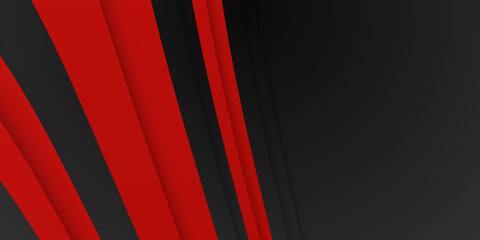 Obraz premium High contrast red and black glossy stripes. Abstract tech graphic banner design. Vector corporate background. Abstract black grey metallic overlap red light hexagon mesh design modern luxury banner