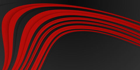 High contrast red and black glossy stripes. Abstract tech graphic banner design. Vector corporate background. Abstract black grey metallic overlap red light hexagon mesh design modern luxury banner