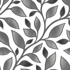 Stylized abstract seamless pattern with leaves and branches for fabric design, packaging and wallpaper.