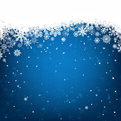 Blue Christmas background with white snowflakes frame