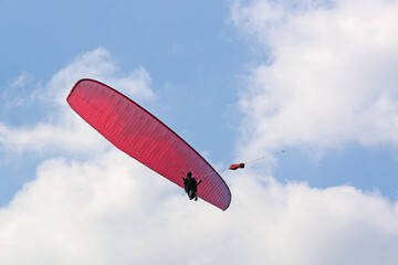 	
Paraglider being towed on a winch launch	
