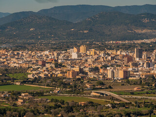 panoramic view of the city of Inca on the balearic island of mallorca, spain