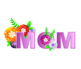 Mother's day greeting card with beautiful  flowers. happy mother's day concept.