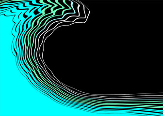 Abstract water wave made from thin curved blue lines. Modern vector pattern