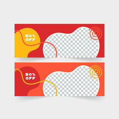 Sale banner with place for a photo. Shopping promotion, web, poster, flyers. Template for Social media ad
