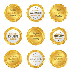 Luxury gold badges and labels premium quality product