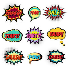 Comic book words. Comic speech bubble set