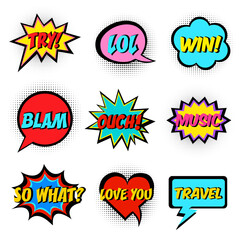 Comic book words. Comic speech bubble set