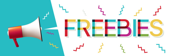 "Freebies" word banner with megaphone