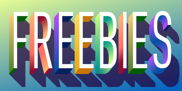 Colorful illustration of "Freebies" word 