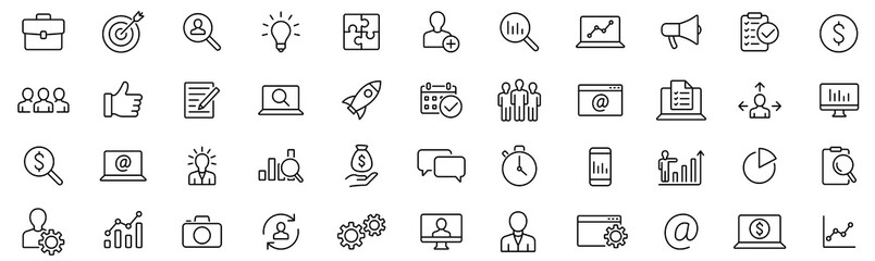 Business and management line icons set. Vector - obrazy, fototapety, plakaty