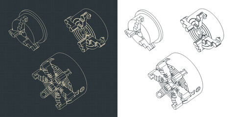 Lathe chuck mini set isometric drawings