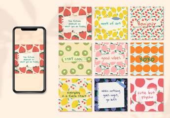 Fruit Pattern Quote Social Media Layouts