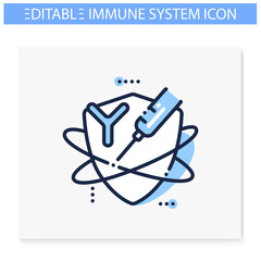 Immunoglobulin therapy line icon. Health injections. Immunology concept. Body defence system. Health, immunity, disease prevention. Isolated vector illustration. Editable stroke