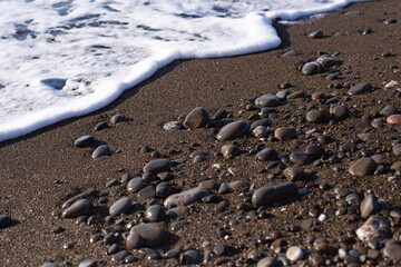 coastal pebbles on the seashore