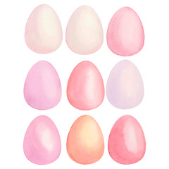Watercolor illustration pack of colorful Easter eggs. Hand painted graphic drawing, cutout clip art elements for creative design, card, stickers, package.