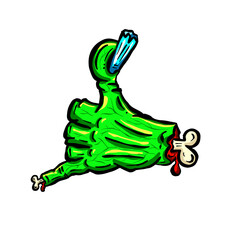 Call Me Hand Gesture Green Undead Zombie Hand Cartoon Illustration