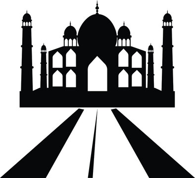 Taj Mahal Silhouette Vector