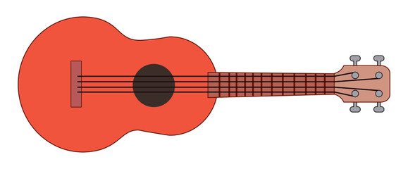 Obraz na płótnie Canvas Cartoon brown vector ukulele isolated on white background.