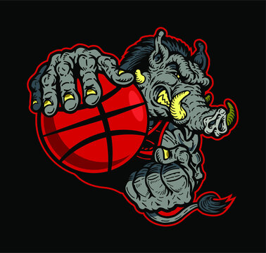 razorback basketball player team mascot design for school, college or league
