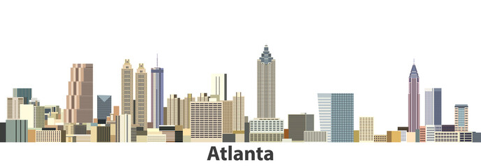 Atlanta city skyline vector illustration - obrazy, fototapety, plakaty