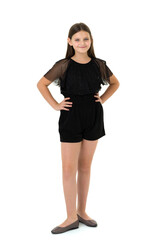 Full length shot adorable girl smiling at camera