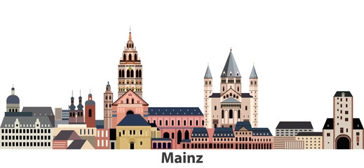 Mainz city skyline vector illustration