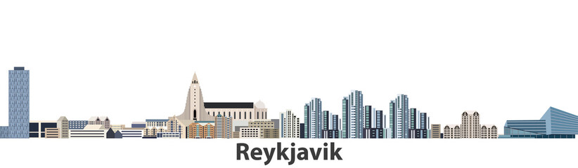 Reykjavik city skyline vector illustration - obrazy, fototapety, plakaty