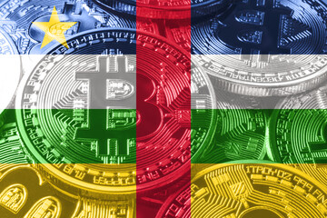 Central African Republic bitcoin flag, national flag cryptocurrency concept