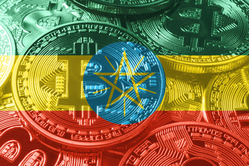Ethiopia bitcoin flag, national flag cryptocurrency concept