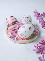 easter composition with eggs and flowers